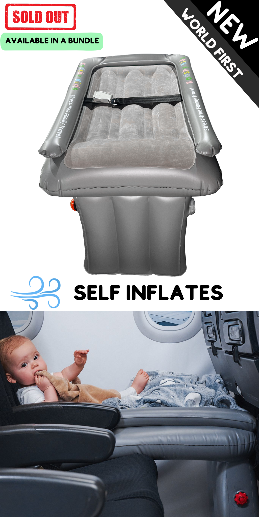 SELF-INFLATING Kooshy Kids Sky Bunk