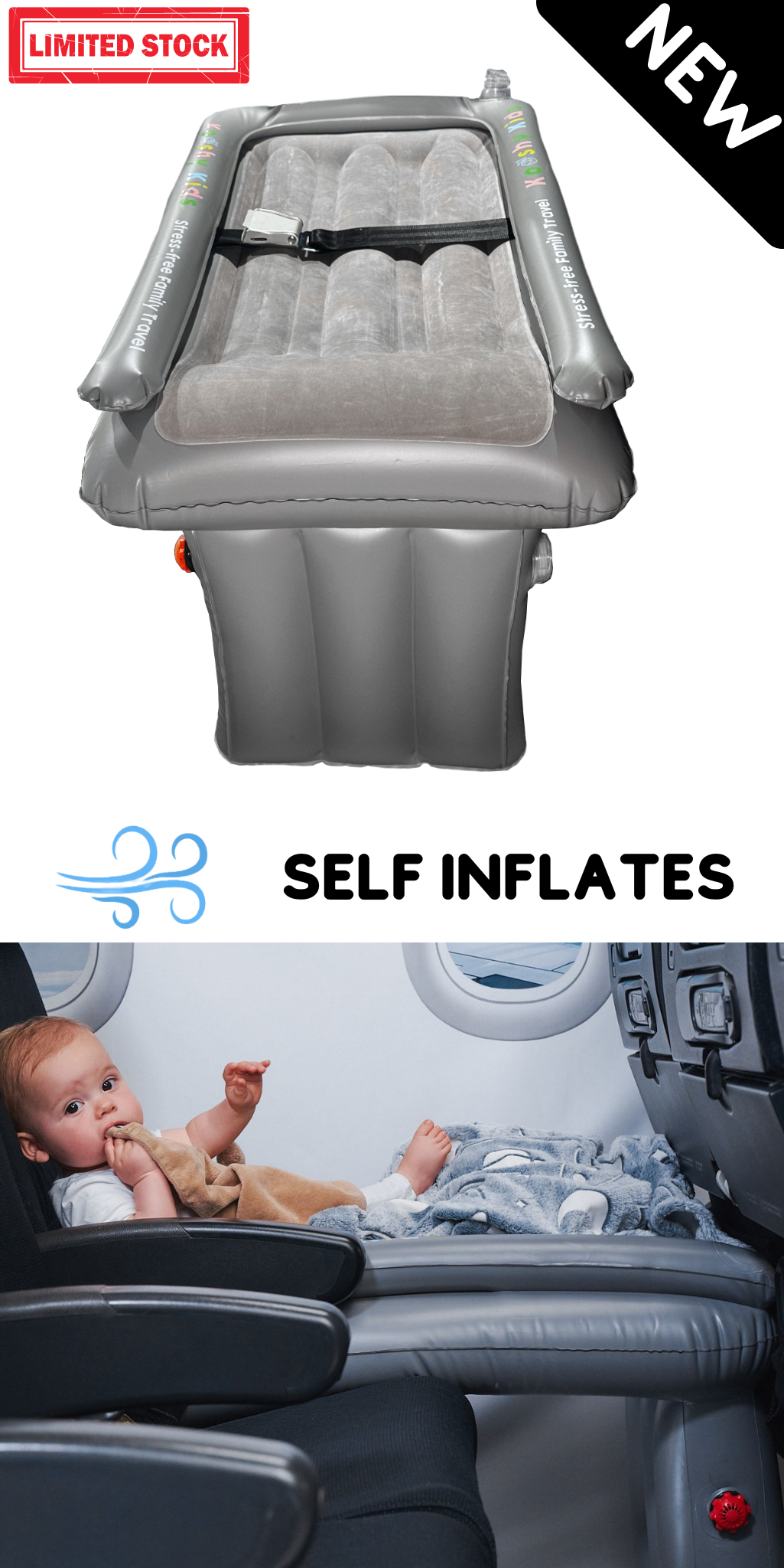 SELF-INFLATING Kooshy Kids Sky Bunk